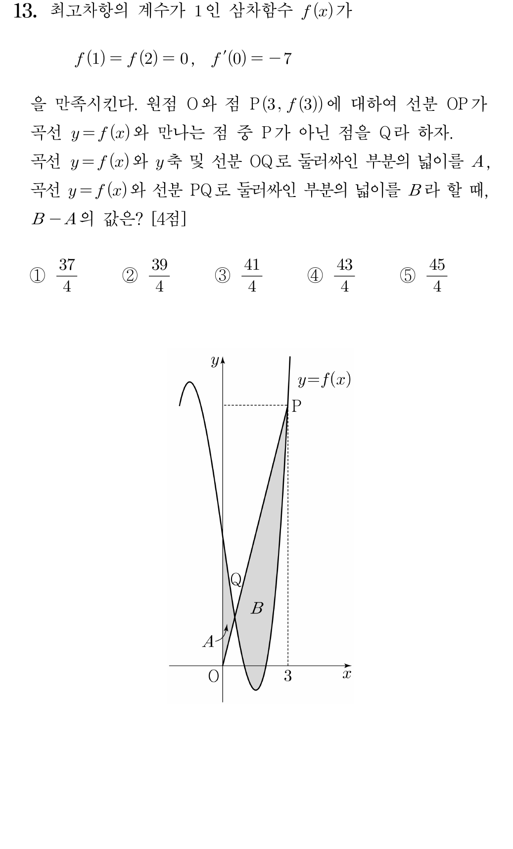2025학년도 대학수학능력시험 수학 공통 13번 문제 이미지