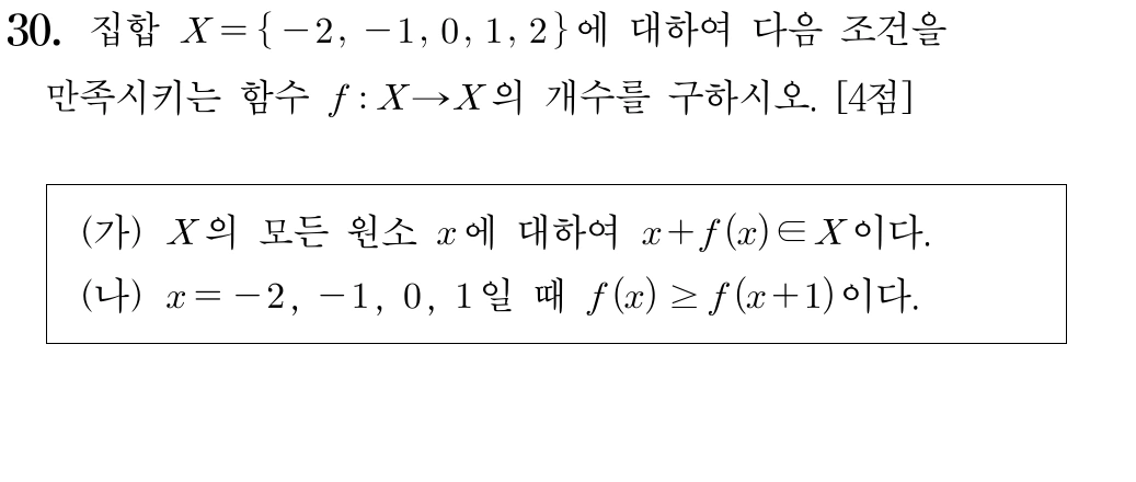 2025학년도 6월 모의평가 수학 확률과 통계 30번 함수 개수 문제