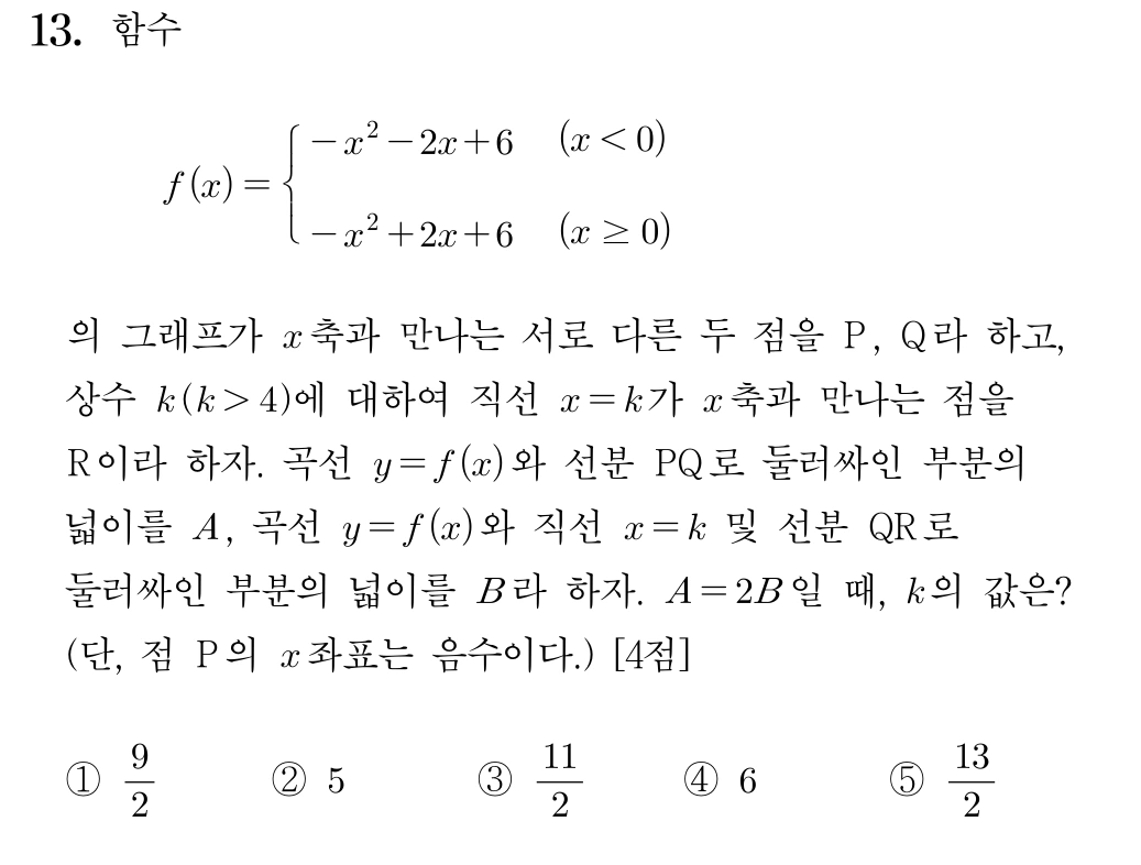 2025학년도 9월 모의평가 수학 13번 문제