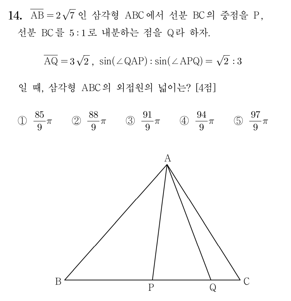 2026학년도 6월 모의평가 수학 14번 문제