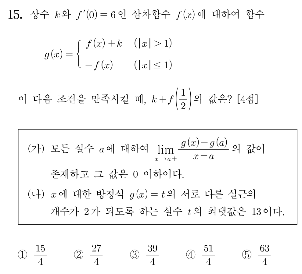 2026학년도 6월 모의평가 수학 15번 문제