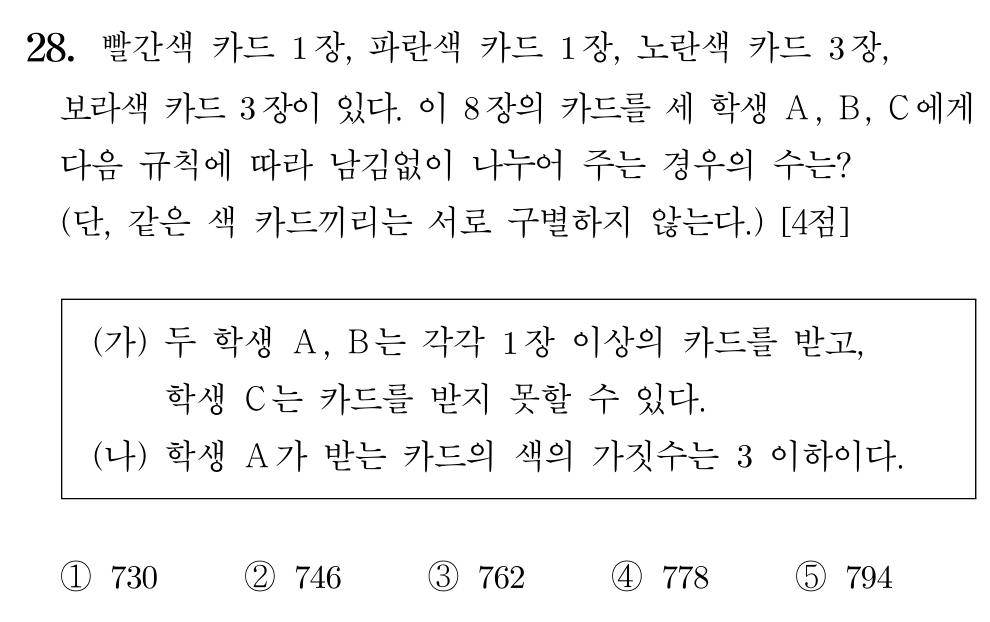 2026학년도 9월 모의평가 수학 확률과 통계 28번 문제